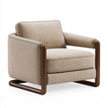 Fauteuil 85 x 82 x 82 cm en tissu beige et bois marron style contemporain