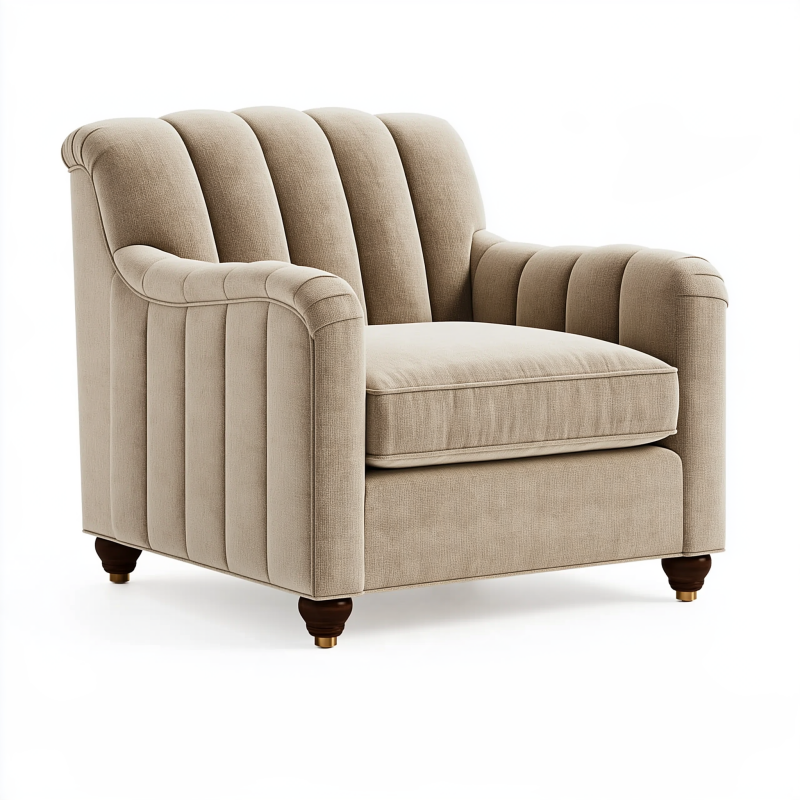 Fauteuil 95 x 88 x 88 cm en tissu beige pour salon style classique