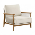 Fauteuil 78 x 82 x 78 cm en bois beige avec accoudoirs tressés style contemporain
