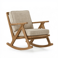Fauteuil à bascule 70 x 90 x 95 cm en bois brun et tissu beige style scandinave