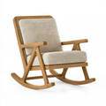 Fauteuil à bascule 100 x 70 x 98 cm en bois naturel et tissu beige style scandinave