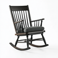 Fauteuil à bascule 105 x 70 x 100 cm en bois noir avec assise rembourrée style traditionnel