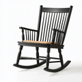 Fauteuil à bascule 70 x 95 x 110 cm en bois noir assise tressée style traditionnel