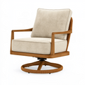 Fauteuil pivotant 78 x 82 x 92 cm en bois beige avec assise rembourrée style contemporain