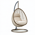 Fauteuil suspendu 105 x 105 x 195 cm en métal et résine tressée beige style bohème