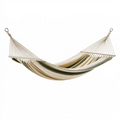 Hamac à barres 320 x 140 cm en tissu beige/vert pour jardin style rayé
